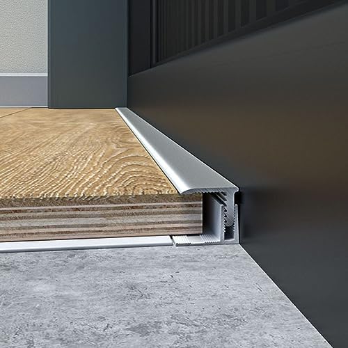 L-Shaped Aluminum Threshold Strip, 135cm Floor Transition Cover, Adjustable Height 1.2-1.8cm, Doorway Edge Protector, Light Gray, Durable Floor Trim Solution