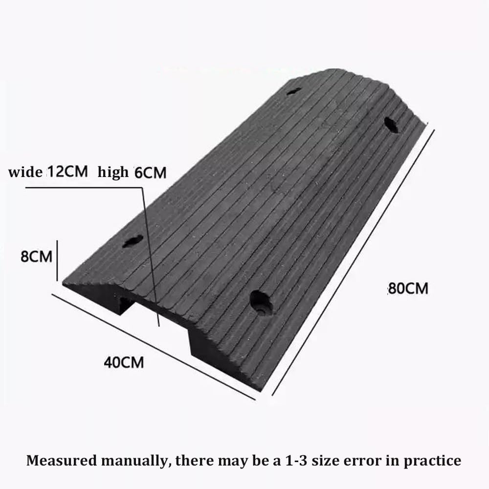 Rubber Threshold Ramp Transition Bridge Ramp for Doorways, Portable Transition Ramp Entryway Ramp High Load, Groove Wide 4.7inch Hige 2.4/3inch(4' Rise/80x45x10cm)