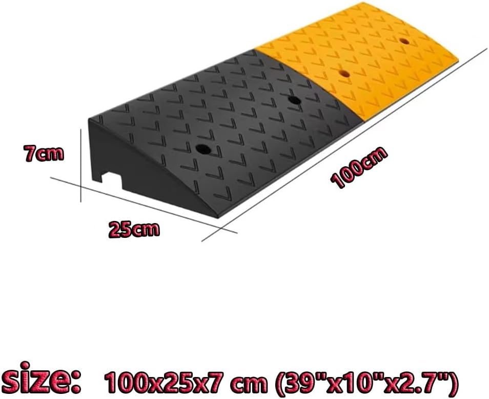 Heavy Duty Driveway Curb Ramps 2' 6' 4' Rise Rubber Wheelchair Ramp Doorway Threshold Ramp, Portable Kerb Ramp for Steps Sidewalk Warehouse(100x25x7 cm (39'x10'x2.7'))