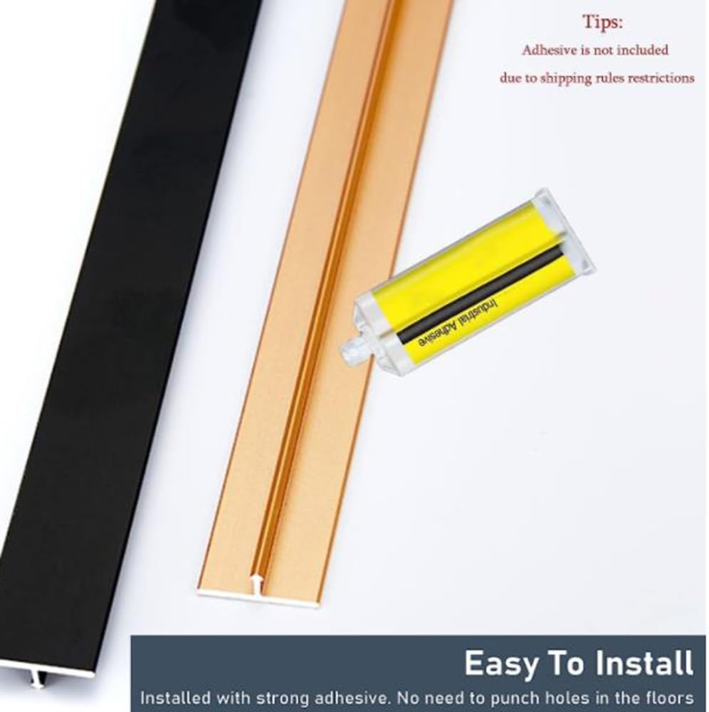 Threshold Transition Strip Doorway Gap Cover Strips 1 1/2 Inch Wide, Aluminum Floor Threshold T-molding, Flooring Edging Trim Strip(Black,10PCS)