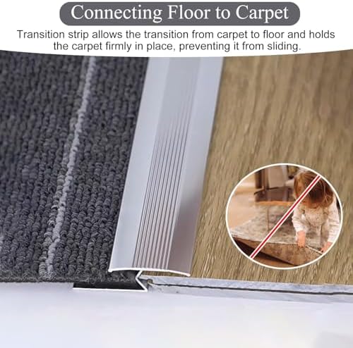 Aluminum Carpet Transition Strip - 150cm Seam Cover for Carpet to Tile/Wood, Doorway Threshold Bar, Durable Floor Transition Solution for Home & Office