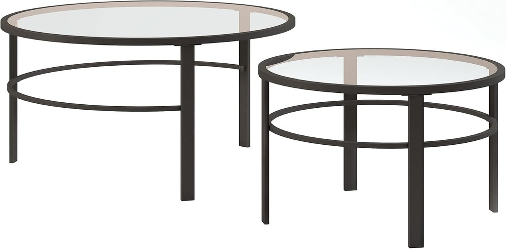 Henn&Hart Round Nested Coffee Table in Blackened Bronze, Coffee Table coffee tables for living room, studio apartment essentials, 36' Wide
