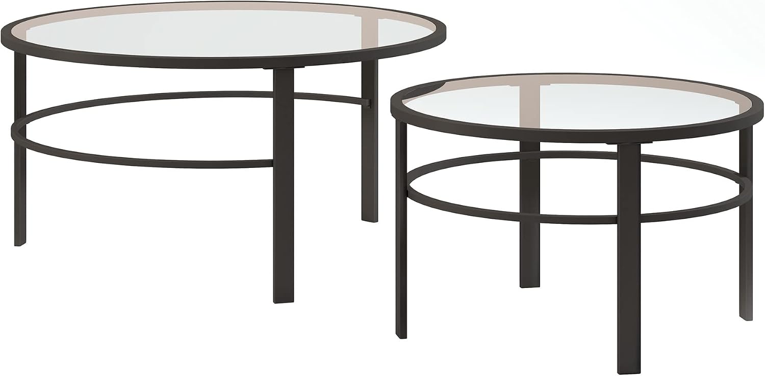 Henn&Hart Round Nested Coffee Table in Blackened Bronze, Coffee Table coffee tables for living room, studio apartment essentials, 36' Wide