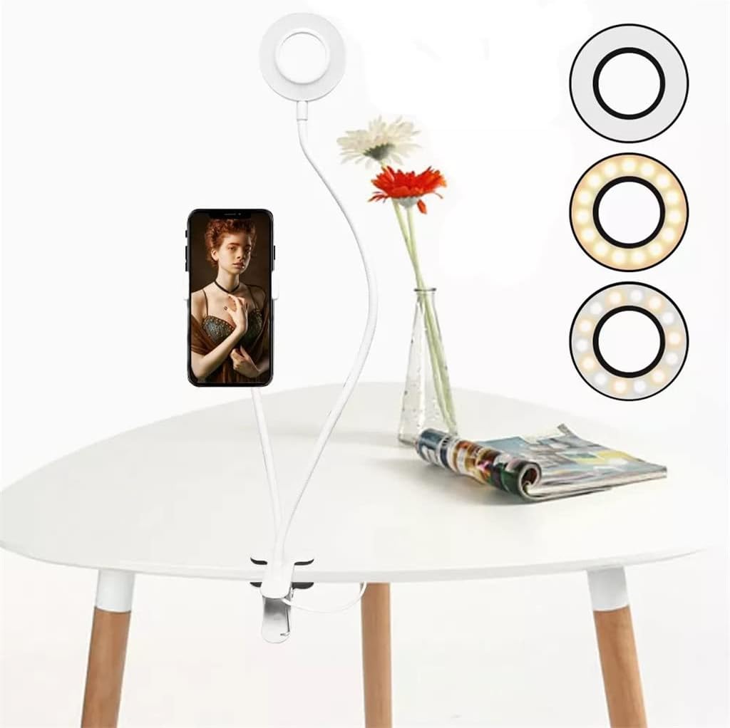Selfie LED Ring Light Tabletop Shooting Ring Lamps Studio Light with Phone Holder for Video Photo Makeup (Color : Black Size : 63cm) (Black 63cm)