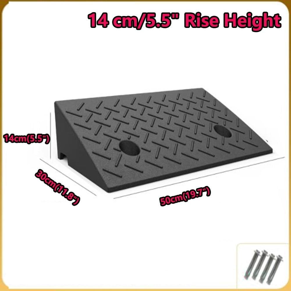Rubber Threshold Ramp, 2' 7' Rise Lightweight Wheelchair Curb Ramps, Portable Door Entry Ramps for Doorway Sidewalk Garage Warehouse(H 14 CM/5.5')