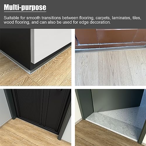 L-Shaped Aluminum Threshold Strip, 135cm Floor Transition Cover, Adjustable Height 1.2-1.8cm, Doorway Edge Protector, Light Gray, Durable Floor Trim Solution