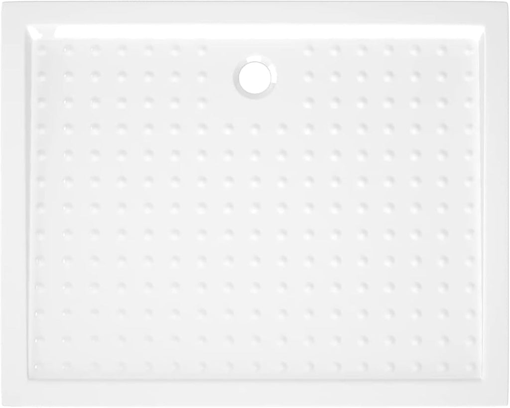 Gecheer Shower Base Tray with Dots, Low Threshold White ABS Shower Pan, 31.5 x 39.4 x 1.6 Inches, Slip-Resistant, Easy-Clean Bathroom Floor Drain Receptor