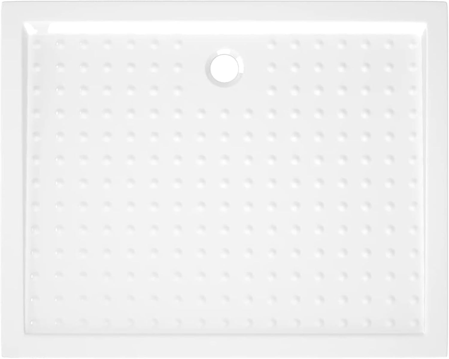 Gecheer Shower Base Tray with Dots, Low Threshold White ABS Shower Pan, 31.5 x 39.4 x 1.6 Inches, Slip-Resistant, Easy-Clean Bathroom Floor Drain Receptor