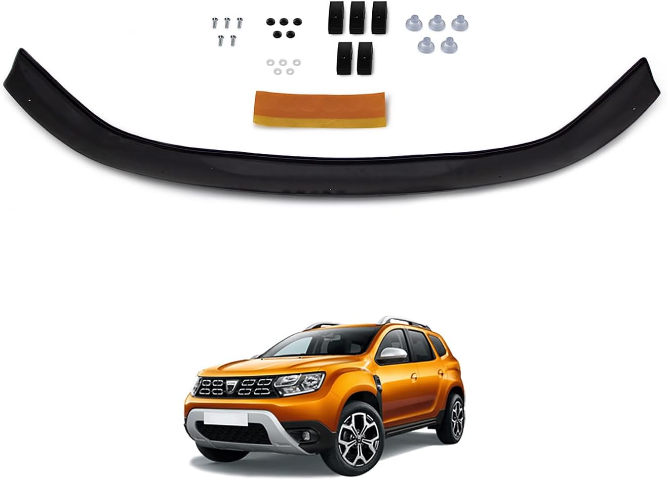 Hood Deflector Guard fits Renault Dacia Duster 2018-2023, Bugflector Bug & Bonnet Shields, Black ABS Hood Protector, Protects from Particles & Bug, All Weather Durable Car Exterior Accessories