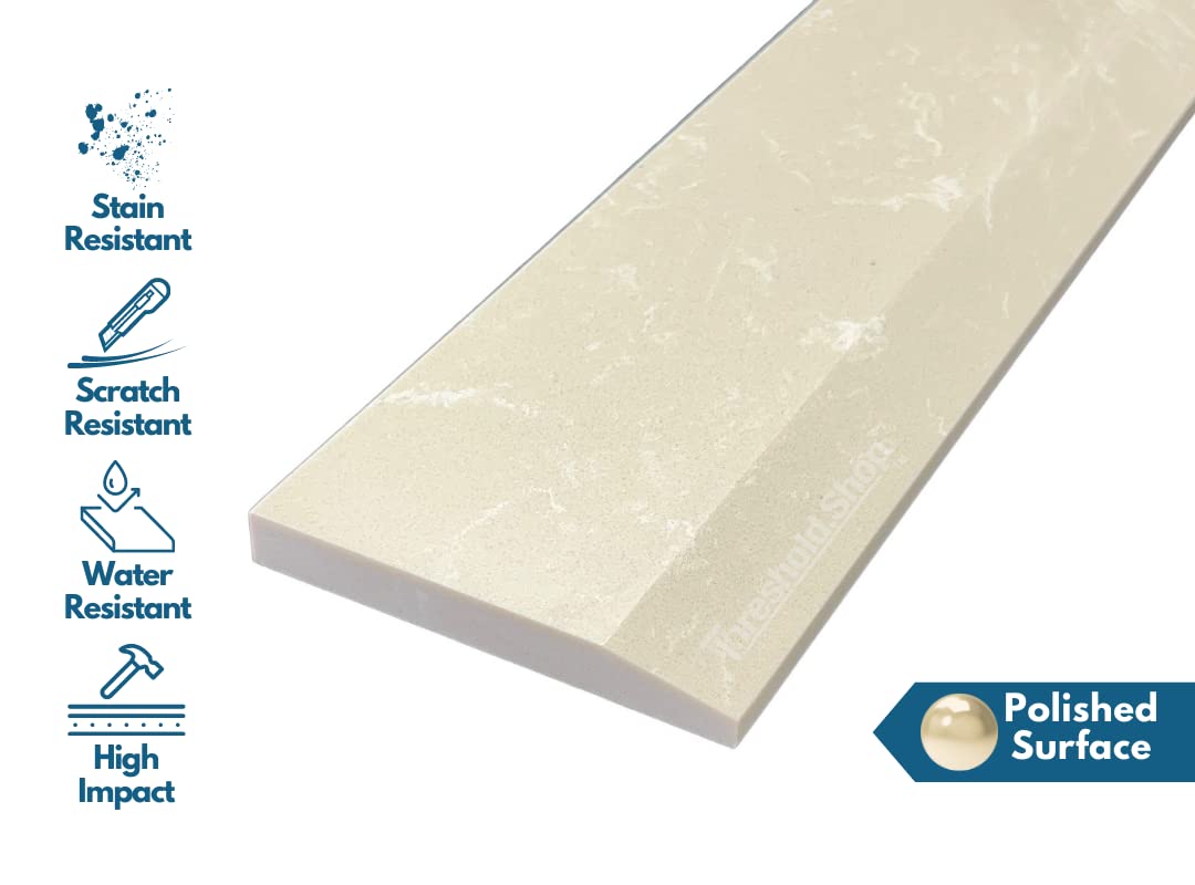 Single Hollywood Engineered Marble Threshold for FloorTransitions (Beige, 5' x 36')