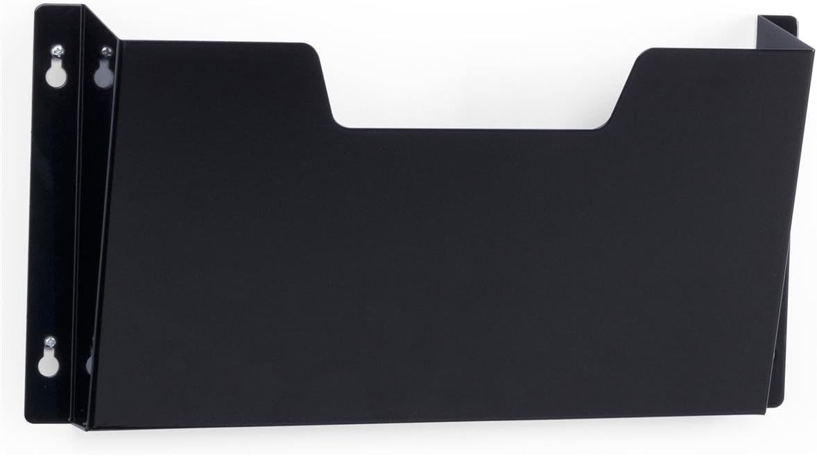 Displays2go Set of 10 Single Pocket Wall File Holds Medical Chart - Black Metal Chart Holder for Door, Letter Size Single Wall File, Hardware Included - Black (WFP01BLK)