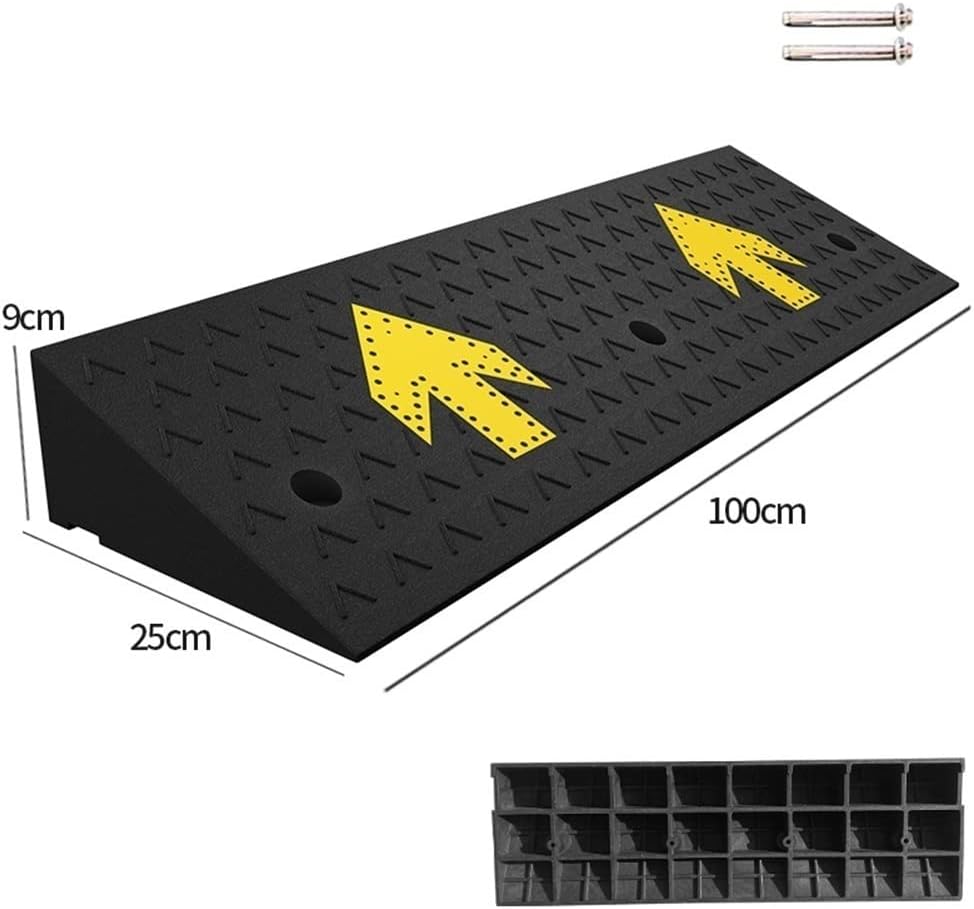 ZJIEX Wheelchair Ramp Rubber Ramps for Driveway Entryway Doorways, 2in/ 4in/ 6in/ 7in Rise Curb Ramp, Safety Non-Slip Threshold Transition Ramp, Car Kerb Ramp (Size : 100x25x9cm(39x10x3.6inch))