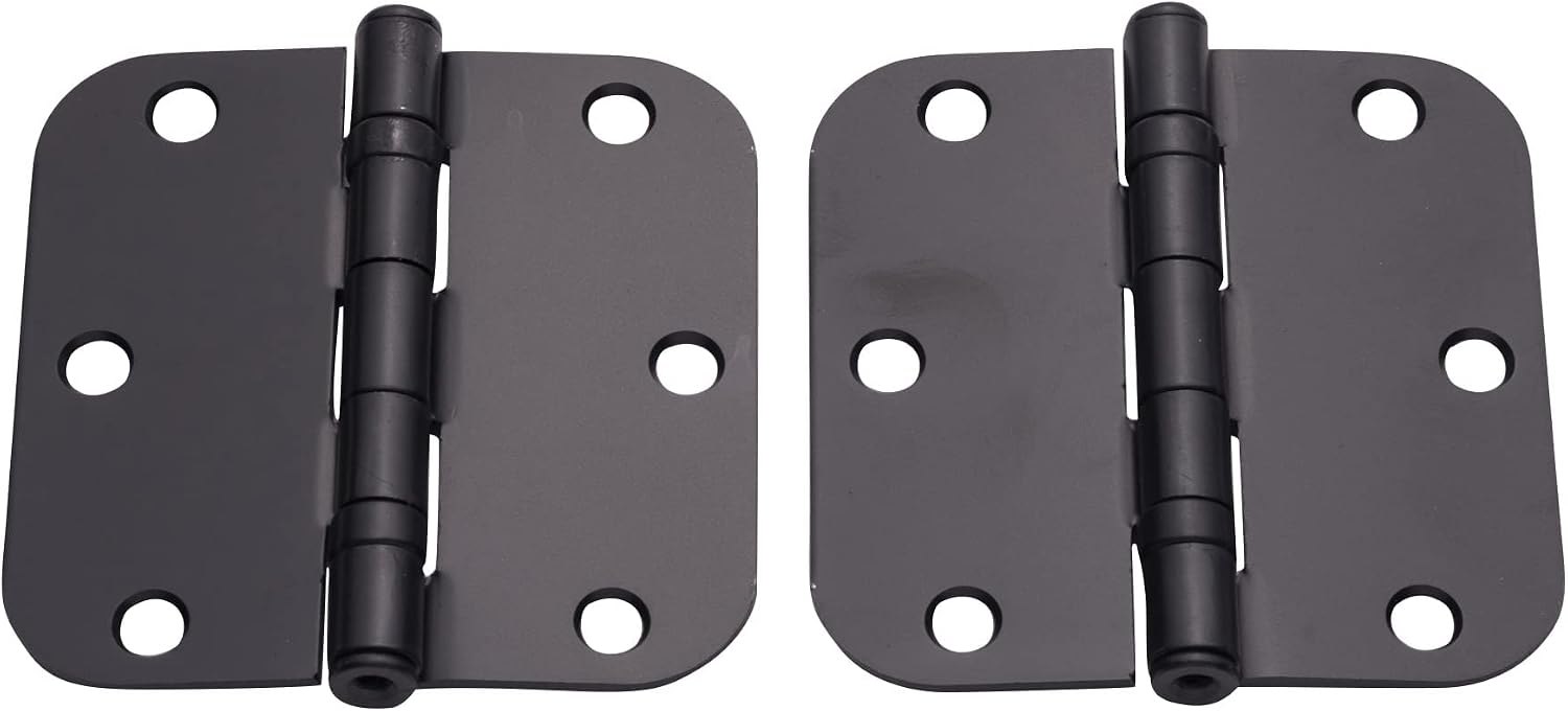 Hinge Outlet 3.5 Inch with 5/8 Inch Radius Ball Bearing Door Hinges, Heavy-Duty Steel, Removable Pin (Black, 20 Pack)
