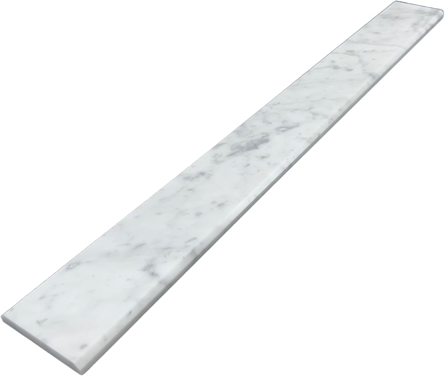Italian White Carrara Polished Marble Threshold Double Bevel for Floor Transitions (4' x 60')