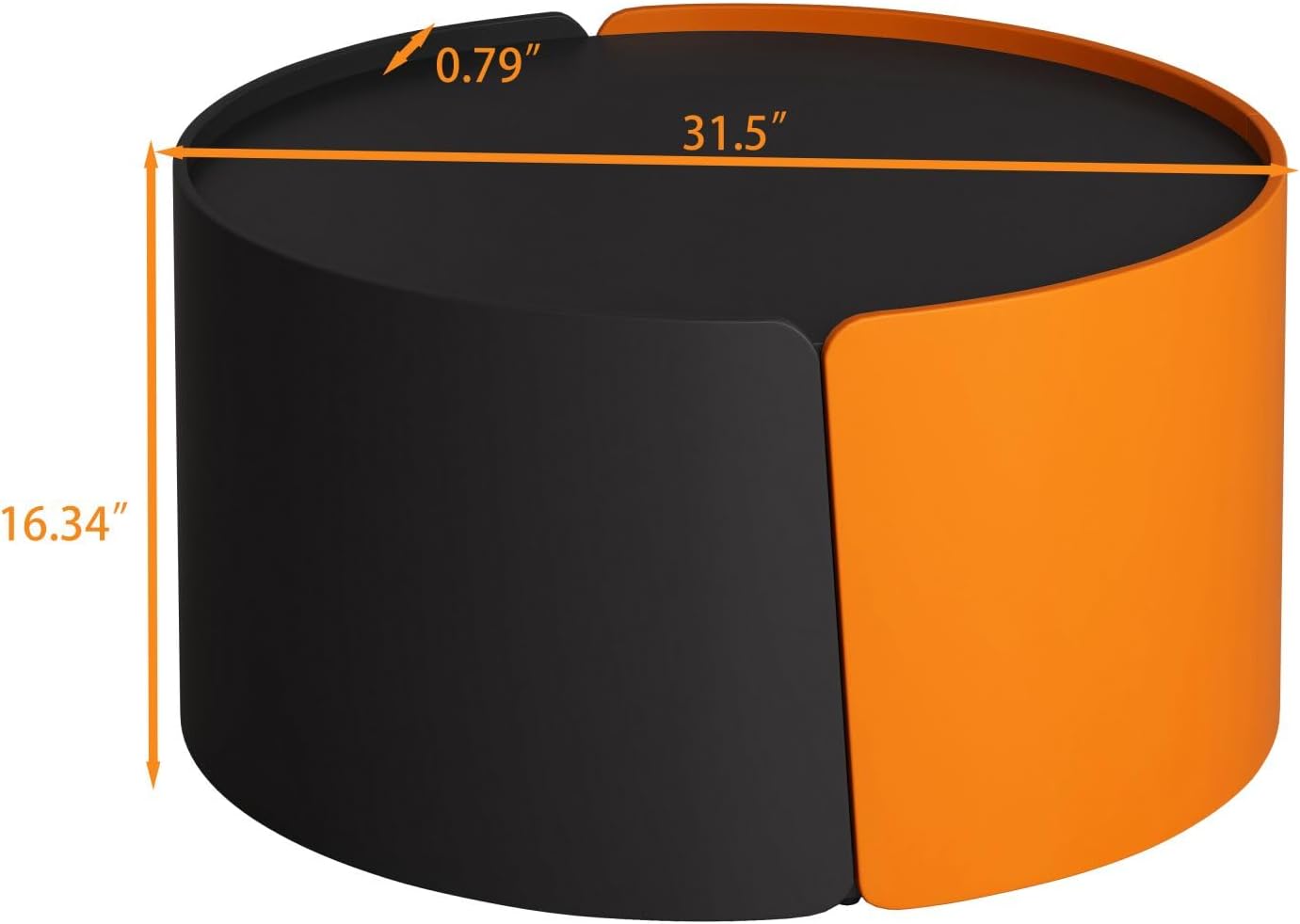 KEVINSPACE Round Coffee Table Mid Century Modern Coffee Table Pull Out Design Farmhouse Coffee Table with Storage Cocktail Table for Living Room Patio Office Abstract End Tables Black