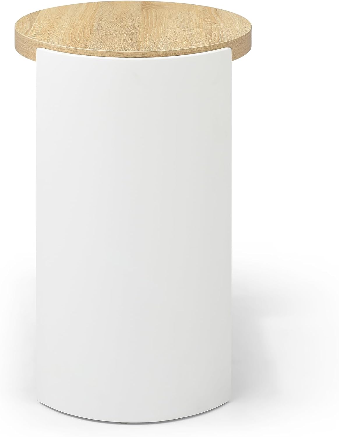 48'' End Table for Living Room, Modern Wood Side Table with 2-Layer Storage Shelves, Contemporary Unique Sofa Table for Apartment, Small Space, Easy Assembly, Natural White
