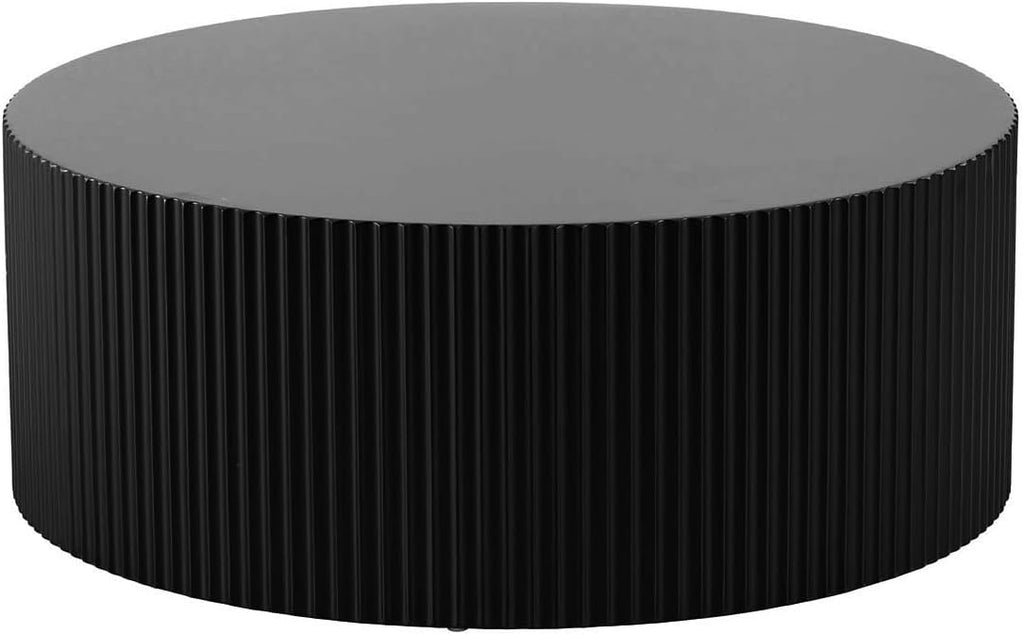 JUSTONE Set of 3 Black Round Coffee Table Set Side Table End Table for Living Room, Drum Round 3 Peice Nesting Coffee Modern Coffee Table for Apartment Office,No Assembly (3PCS,Black)