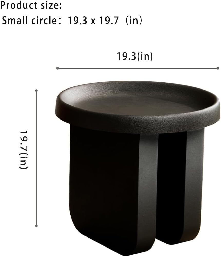 Round Side Table, Modern end Table,Small Metal Coffee Table,Unique Circle Accent Table for Living Room,Bedroom (Black, Small Circle：19.3 x 19.7（in）)