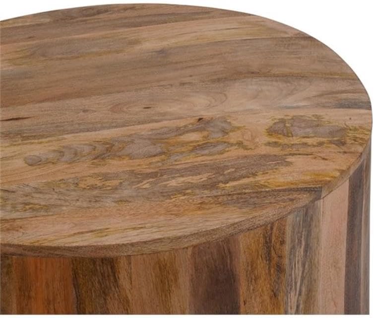 Pemberly Row Modern 30' Round Mango Wood Coffee Table, Brown Finish, Hand-Crafted, Compact Design, Durable Living Room Table, 17' High for Home Decor