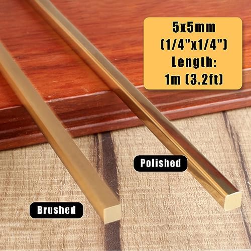 Brass Transition Strips for Wood to Tile Floors, Heavy Duty Polished/Brushed Edging Trim, 5x10mm Threshold Flooring Bar, Durable Brass Floor Solutions