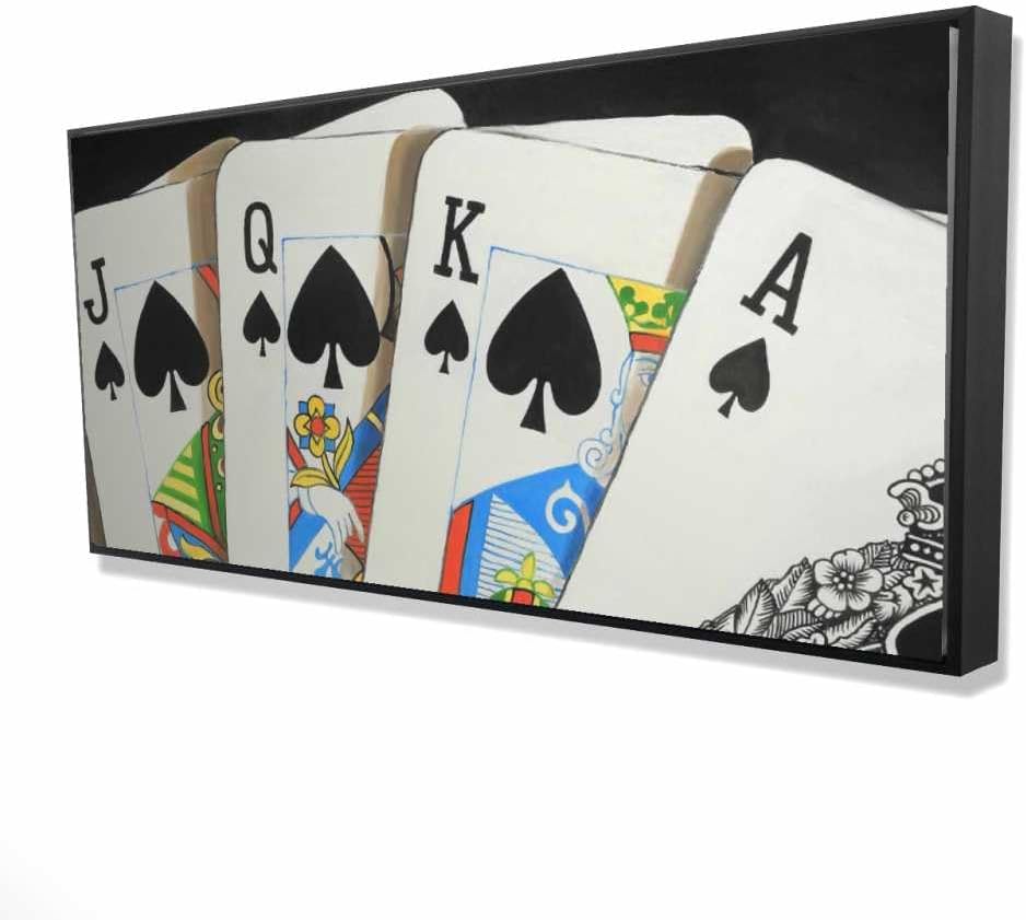 Begin Home Decor 2081-2448-MI78 24 x 48 in. Card Game Spades Royal Flush Closeup - Framed Canvas Decor