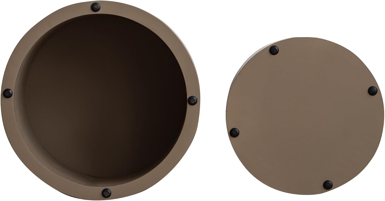 Round Nesting Coffee Table Set of 2 for Living Room Burl Wood Coffee Table Side Tables End Tables Set Modern Circle Center Tables, No Need Assembly (Burl Wood-Walnut)