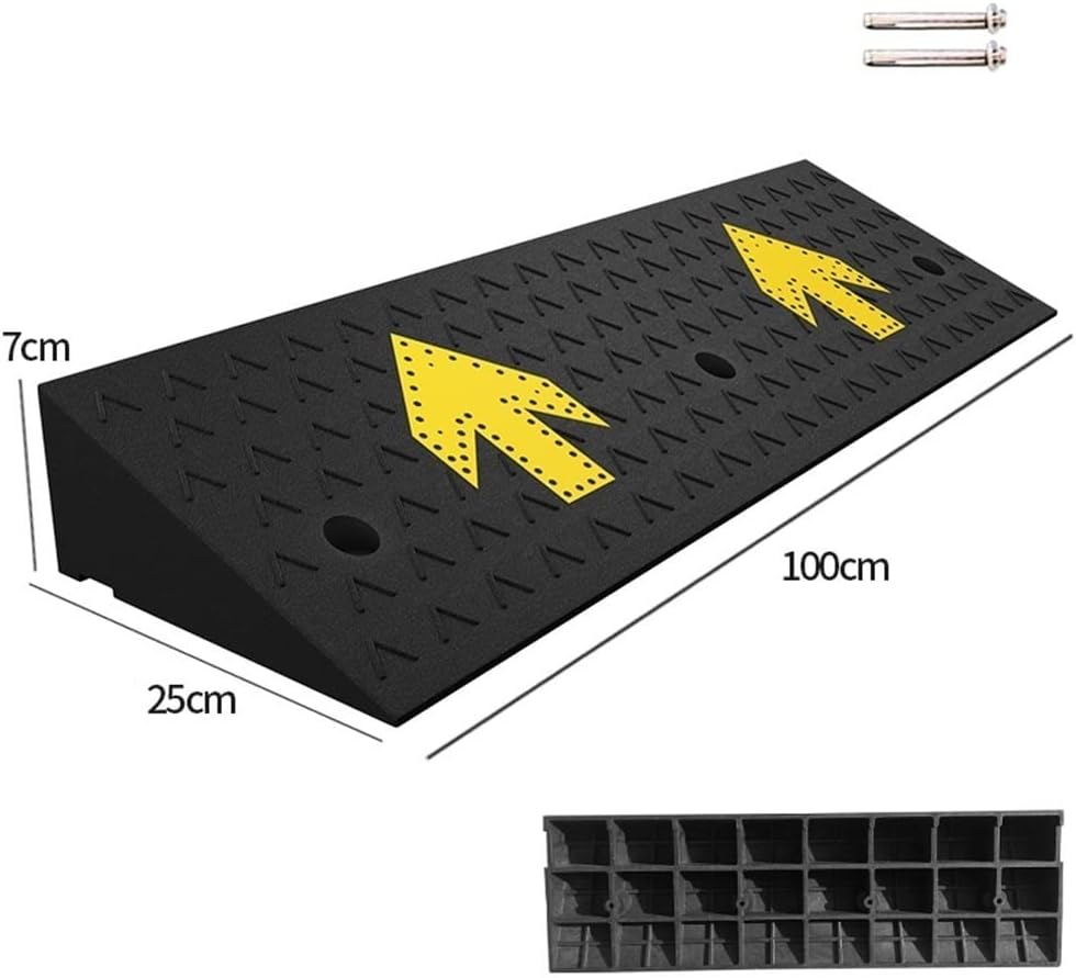 ZJIEX Wheelchair Ramp Rubber Ramps for Driveway Entryway Doorways, 2in/ 4in/ 6in/ 7in Rise Curb Ramp, Safety Non-Slip Threshold Transition Ramp, Car Kerb Ramp (Size : 100x25x7cm(39x10x2.8inch))
