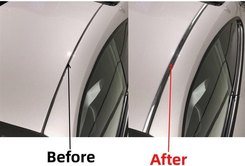 2pcs Car Roof Trim Trim on Both Sides Black&Red Color Carbon Fiber Decoration Compatible with Porsche 911 992 2019-2023 Models Car Accessories(Black Carbon Fiber)