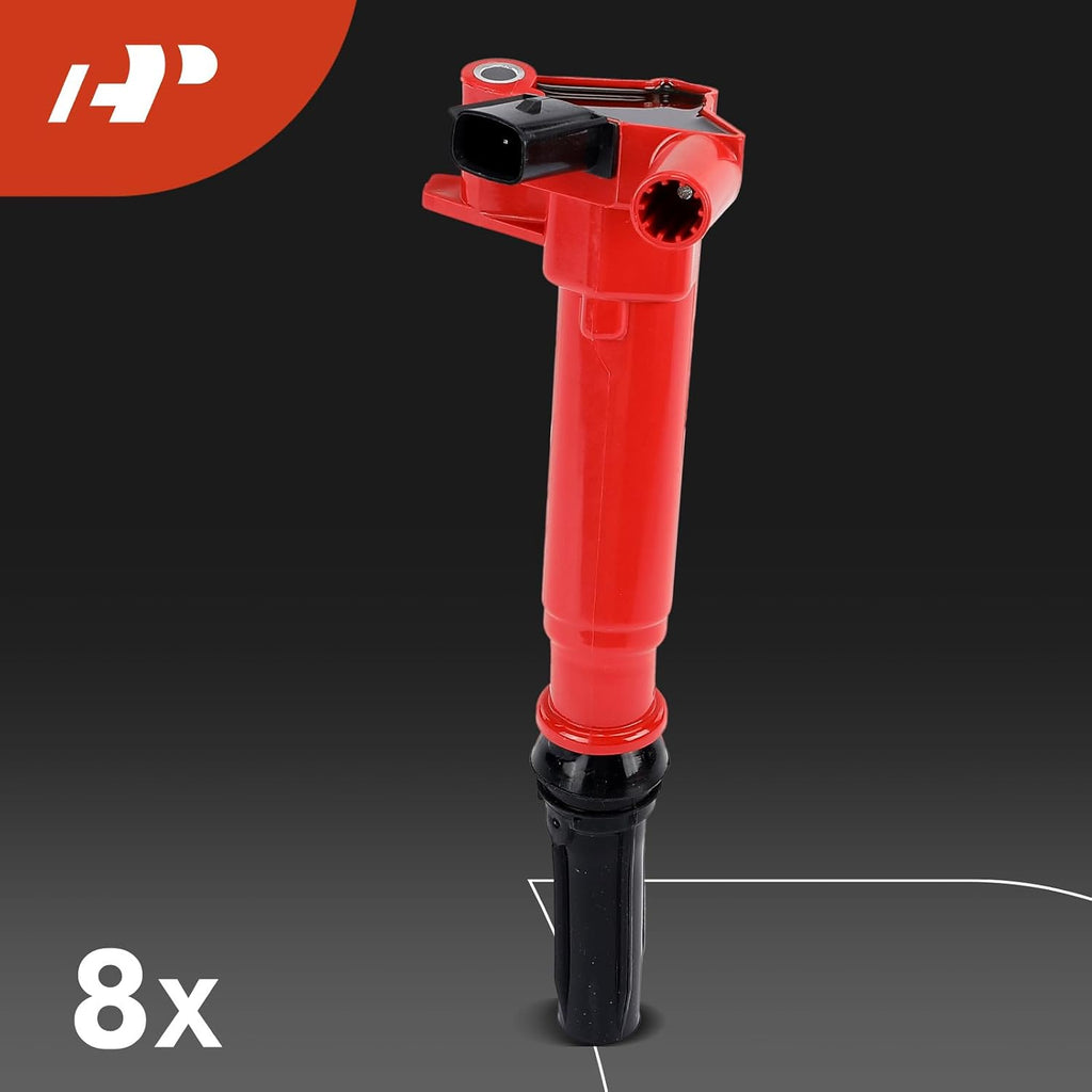 A-Premium (Red) Set of 16 Ignition Coil Pack and Iridium & Platinum Spark Plugs Compatible with Ford F-150 2010-2014, F-250 Super Duty, F-350 Super Duty, E-350 Super Duty, E-450 Super Duty, 6.2L