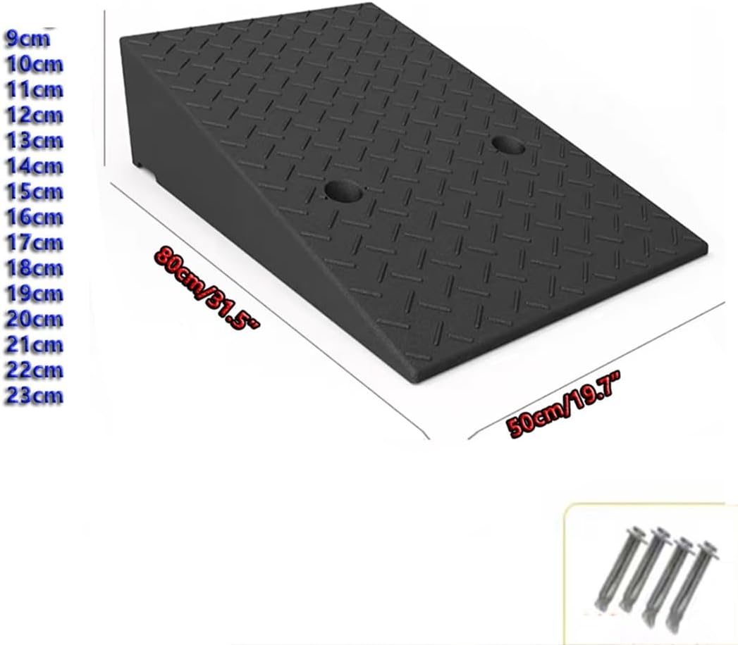 Rubber Wheelchair Ramp for Steps Sidewalk, 2' 4' 7' Rise Kerb Ramp, Portable Driveway Curb Ramps Handicap Ramps for Home Dock Garage Shed Ramps(50x80x10 cm)