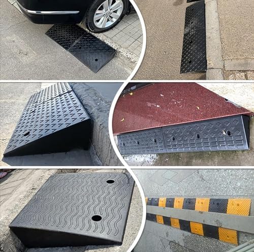 Wheelchair Ramp, Non-Slip Rubber Threshold Ramp for Driveway and Doorways, 39in Depth, 4in-8in Rise Safety Transition Ramp