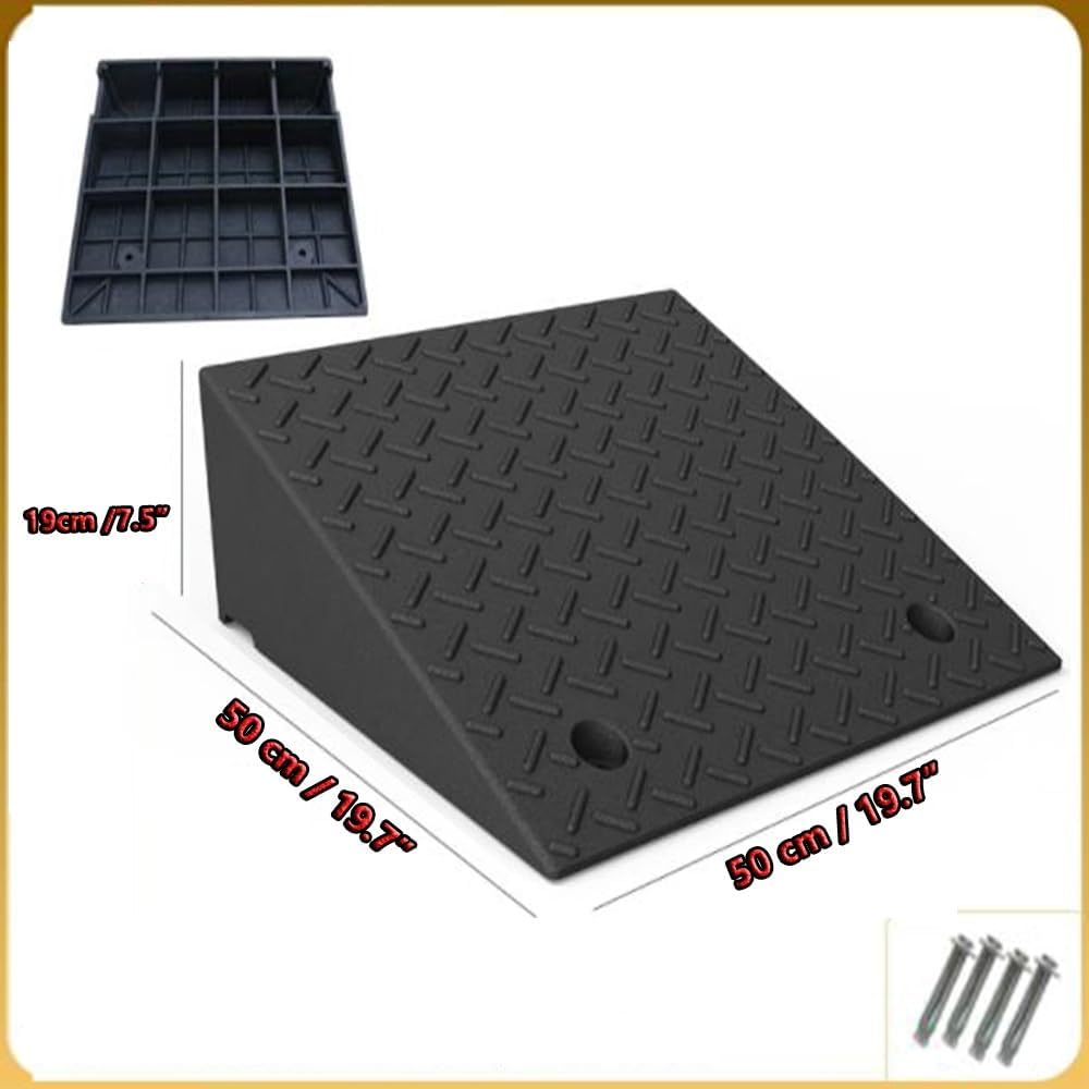 Rubber Threshold Ramp, 2' 7' Rise Lightweight Wheelchair Curb Ramps, Portable Door Entry Ramps for Doorway Sidewalk Garage Warehouse(H 19 CM/7.5')