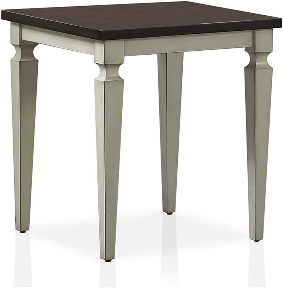 Bowery Hill 3-Piece Coffee Table Set, Antique White and Brown Finish, MDF and Wood, Includes Coffee Table and 2 End Tables, Transitional Style, Living Room Furniture with Two-Tone Design, Tapered Legs