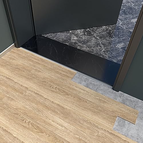L-Shaped Aluminum Threshold Strip, 135cm Floor Transition Cover, Adjustable Height 1.2-1.8cm, Doorway Edge Protector, Light Gray, Durable Floor Trim Solution