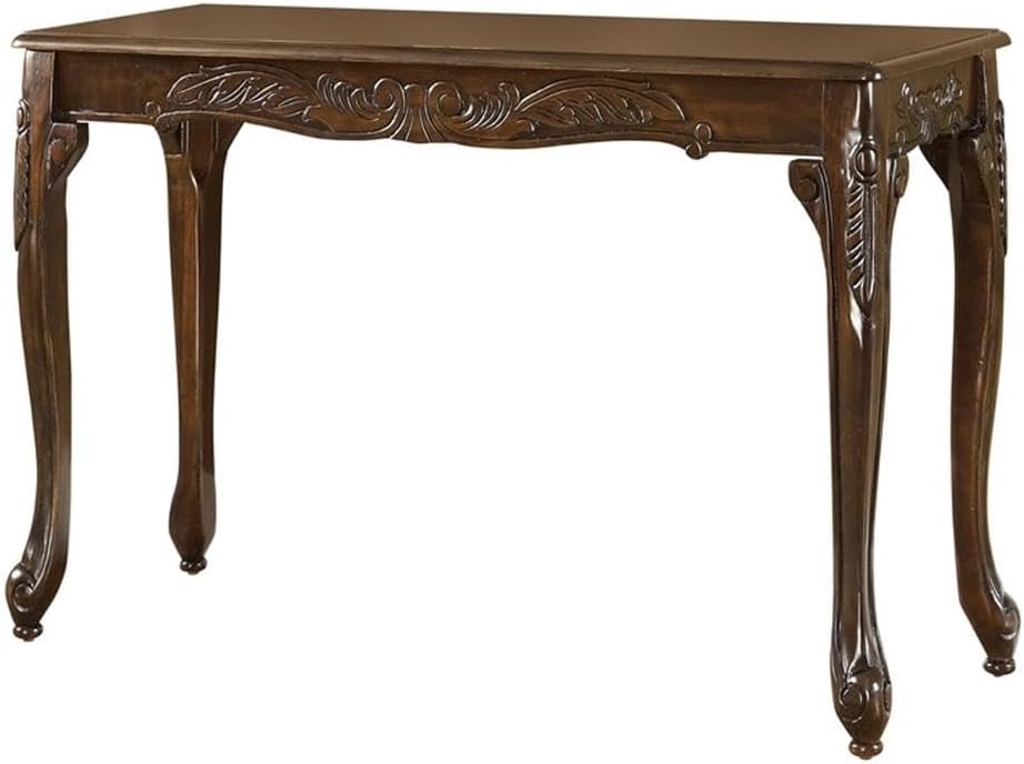 BOWERY HILL Traditional Solid Wood Coffee Table Set, 4-Piece, Dark Cherry Finish, Rectangle Shape, Cabriole Legs, Intricate Scrollwork Design for Living Room or Family Room Use