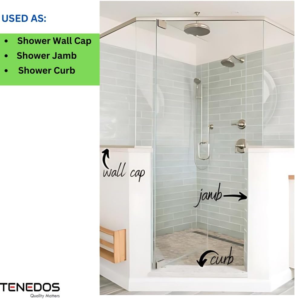 Tenedos Threshold Shower Curb Custom Size and Finish Italian Carrara Marble Doorway Floor Transition Tile Also for Bathroom Vanity Backsplash, Window Sill