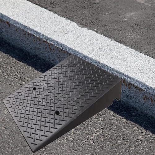 Wheelchair Ramp, Non-Slip Rubber Threshold Ramp for Driveway and Doorways, 39in Depth, 4in-8in Rise Safety Transition Ramp