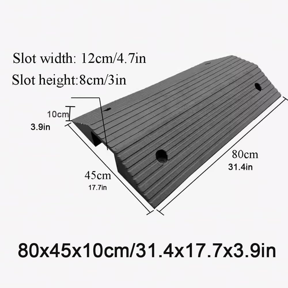 Bridge Ramp Threshold Ramp 2-3in Rise Rubber Ramps for Door Threshold, Wheelchair Ramp Non-Slip Curved Bridge Ramp for Doorway, 600 Lbs Capacity(80x45x10cm/31.4x17.7x3.9in)