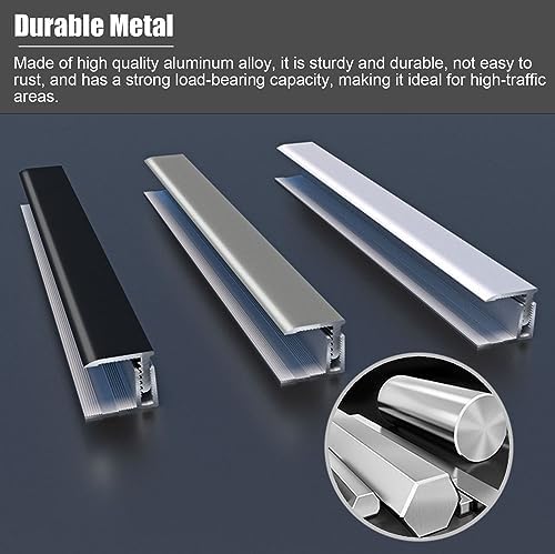 L-Shaped Aluminum Threshold Transition Strip, 135cm Floor Trim Cover for Doorways, Adjustable Height 1.2-1.8cm, Edge Protector Bar - Light Gray Color
