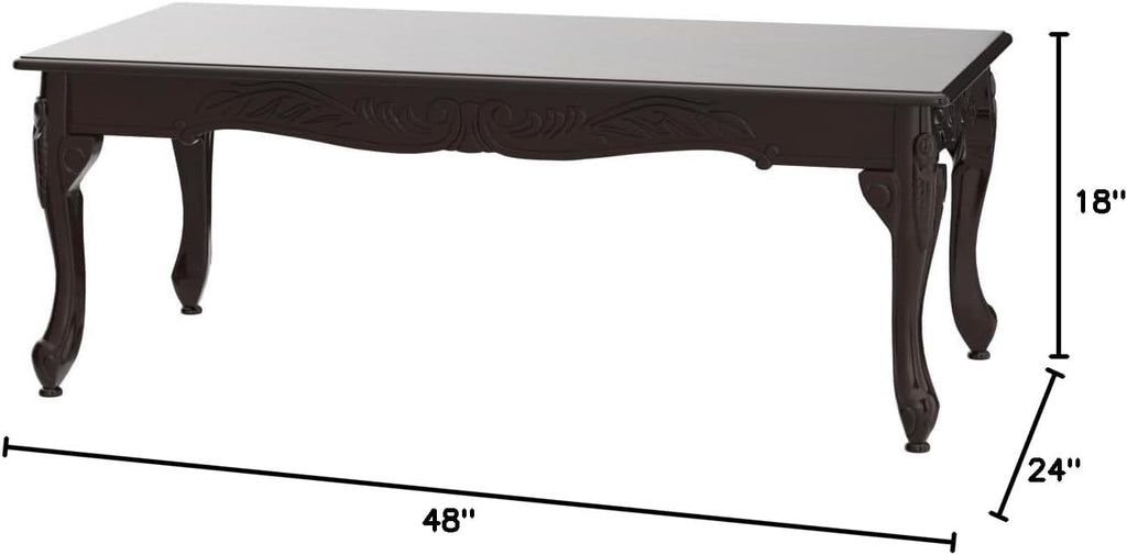 Roundhill Furniture 3Pc Wood Coffee and End Table Set, Dark Cherry