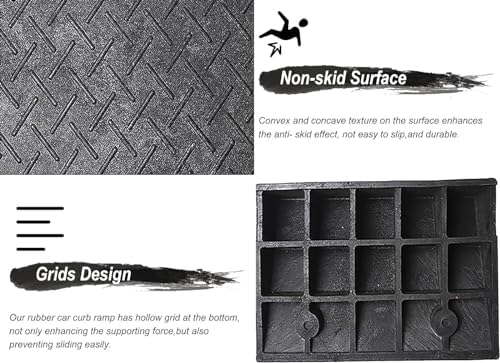 Wheelchair Ramp, Non-Slip Rubber Threshold Ramp for Driveway and Doorways, 39in Depth, 4in-8in Rise Safety Transition Ramp