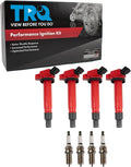 TRQ Ignition Coil & Spark Plug Kit Iridium 8 Piece Compatible with 2006-2011 Toyota Camry 2007-2008 Solara 2009-2010 Corolla 2009-2012 Matrix 2010-2012 Scion xB Only for 2.4L 4.25 Inch Coil Stem