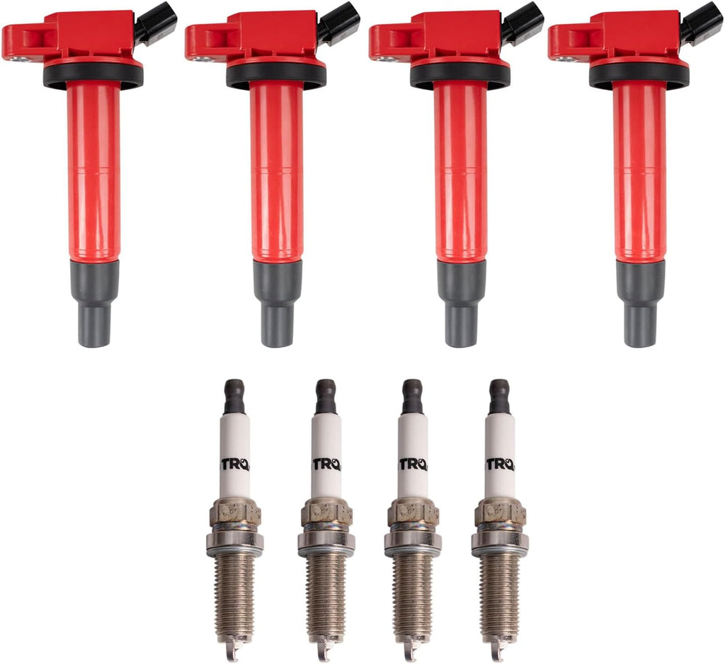 TRQ Ignition Coil and Spark Plug Kit 8 Piece Iridium Spark Plugs Compatible with 2013 Scion xB