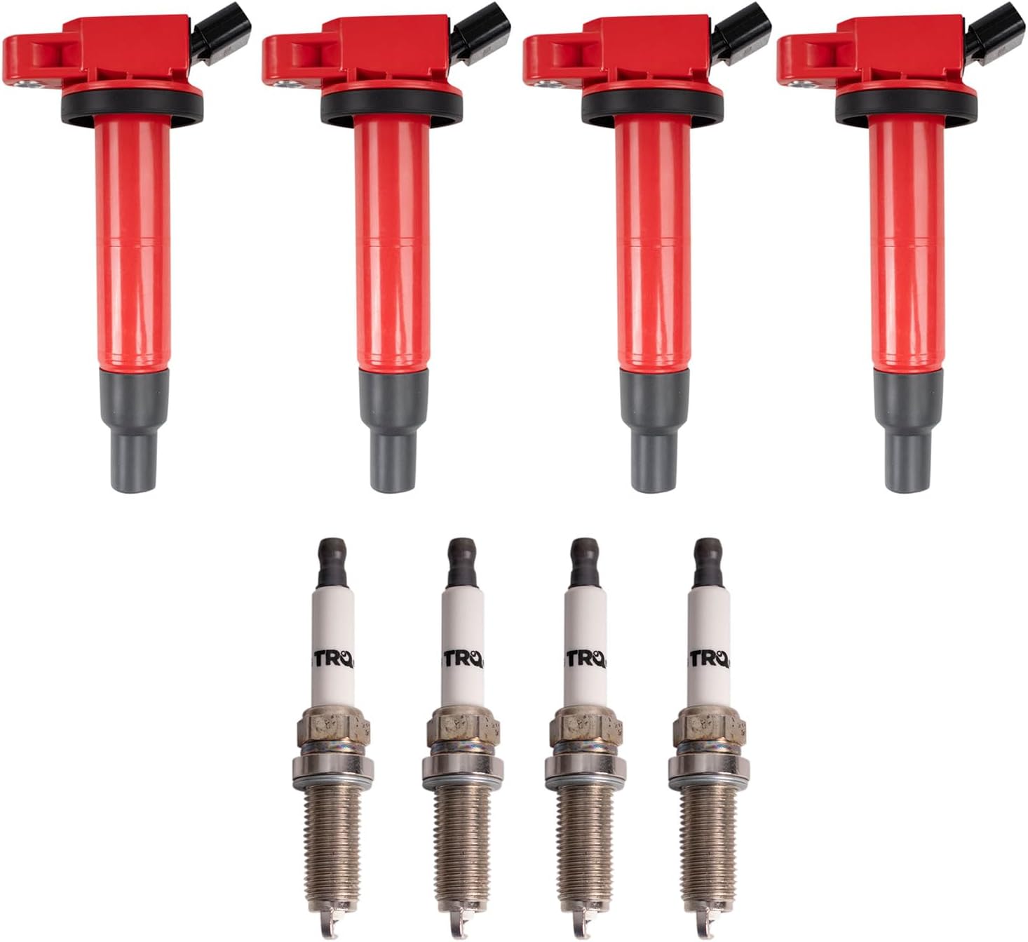TRQ Ignition Coil and Spark Plug Kit 8 Piece Iridium Spark Plugs Compatible with 2013 Scion xB