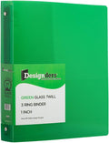 JAM PAPER Plastic 1 inch Binders - Green 3 Ring Binder - Bulk 24/Pack