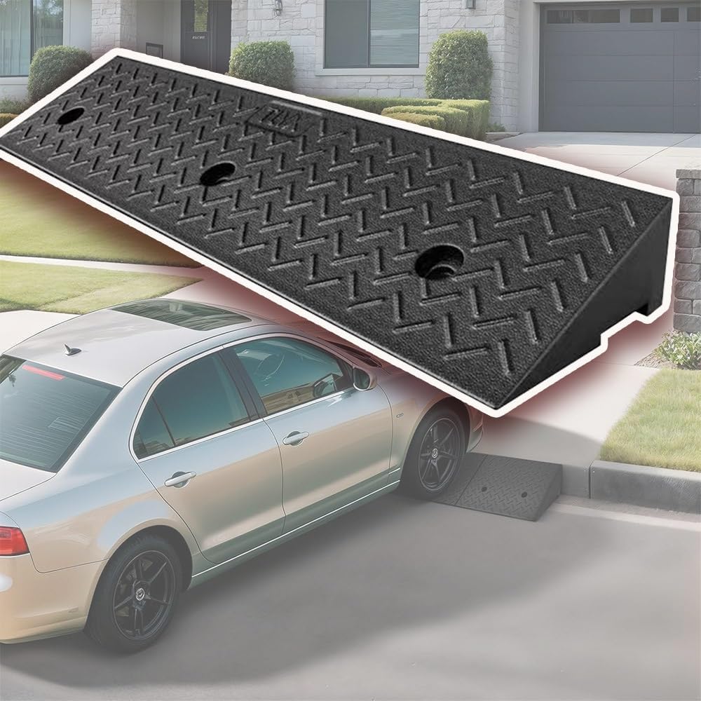 Driveway Ramps Rubber Curb Ramp Non-Slip Sidewalk Curb Ramps，2in 3in 4in 5in Rise Handicap Ramp，Heavy Duty Loading Ramps for Supermarket Factory Loading Dock(100x35x11cm/39.3x13.7x4.3in)