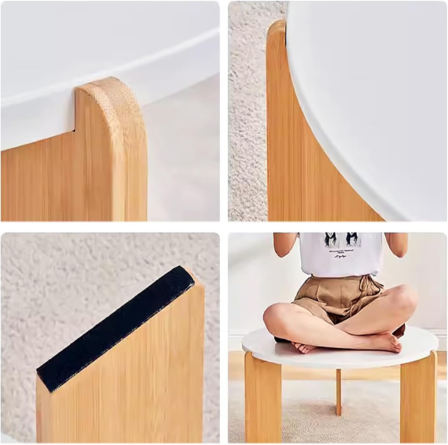 Round Nesting Coffee Table Set of 2,Solid Wood Coffee Table for Living Room,Modern Minimalist Coffee Table Center Table,Wooden Cream Table with 3 Round Legs table, 3344qtyy56