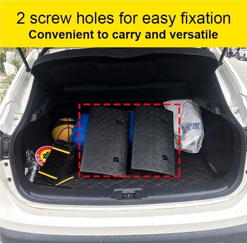 Zanotva 2 Pack Rubber Curb Ramp，2' 3' 4' 5' Rise Threshold Ramp for Wheelchair Driveway Scooters Stairs(Green,19x10.6x3.9in)