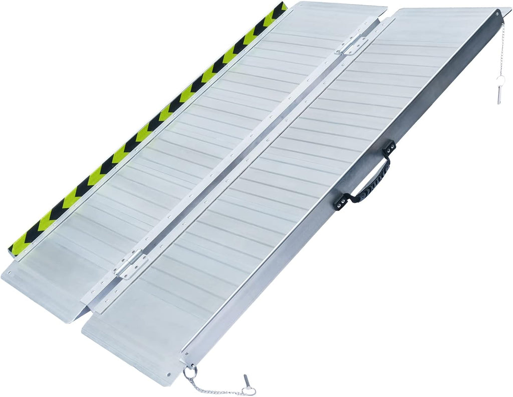 Non-Skid Folding Portable Wheelchair Ramp for Home Steps Stairs Doorways Scooter Lawn Mower, Handicap Ramp, Threshold ramp, Moving ramp (Single, 4 Foot)