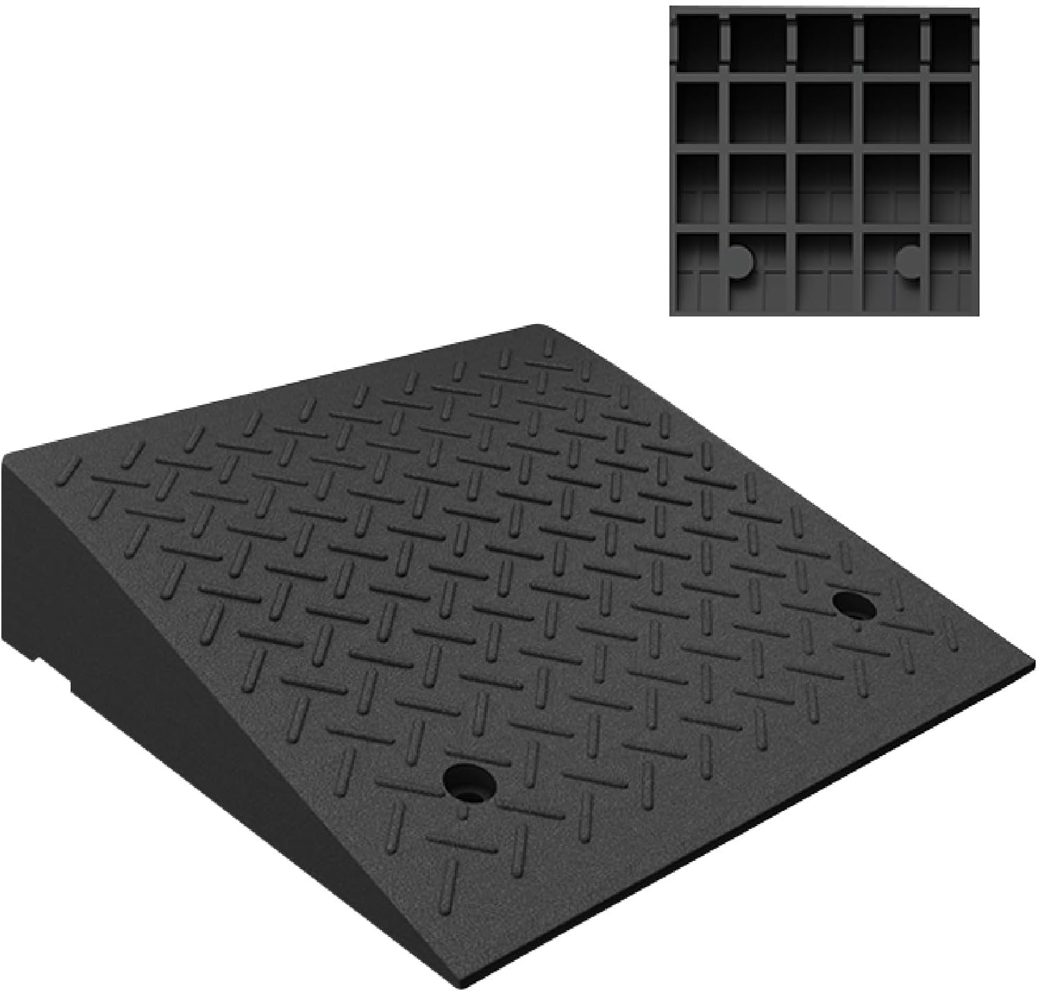 Portable Kerb Ramp Heavy Duty Rubber Curb Ramp Rise Height Threshold Ramp Driveway Ramps for Car Motorcycle Wheelchairs Scooter Bike Truck Forklifts(19.7x19.7x7.9in)